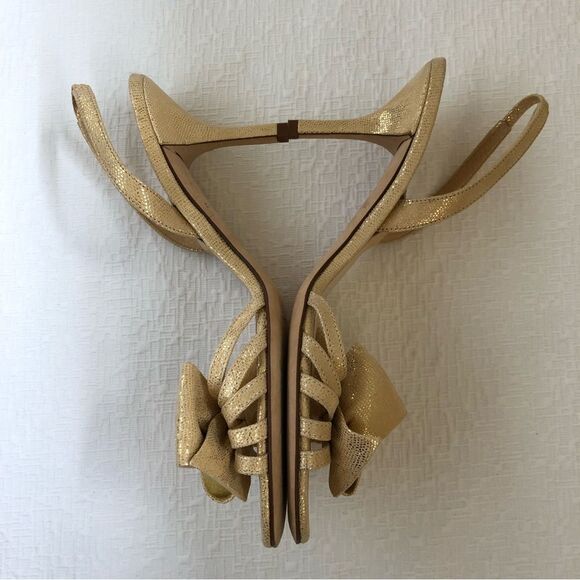 NEW Kate Spade Maribeth Gold Metallic Bow Slingback Pumps Sz 7 - Picture 5 of 14